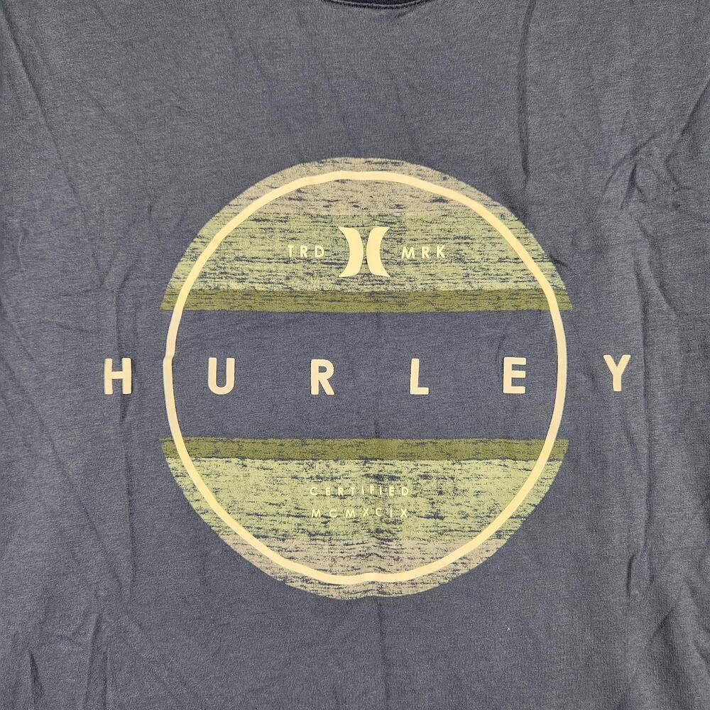 Hurley Shirt Mens 2XL Blue Circle Logo Graphic Tee Surf Beachwear Skater Outdoor